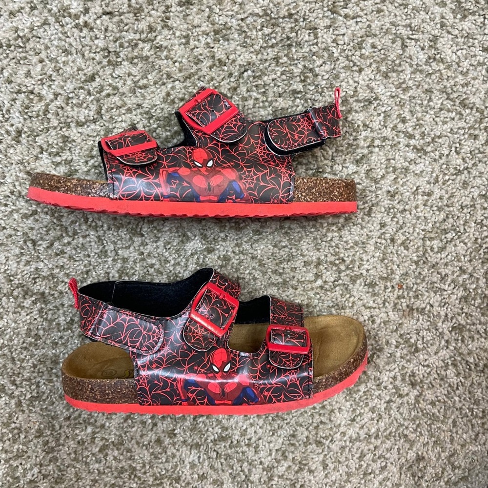 Marvel Spider-Man Kids Sandals Red Black Comic Web Print Size 12 Kids